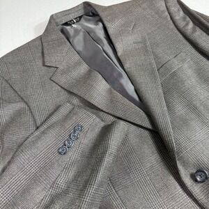 Jos A Bank Blazer 42R Silk Wool Glen Plaid Quiet Luxury Modern Sport Coat